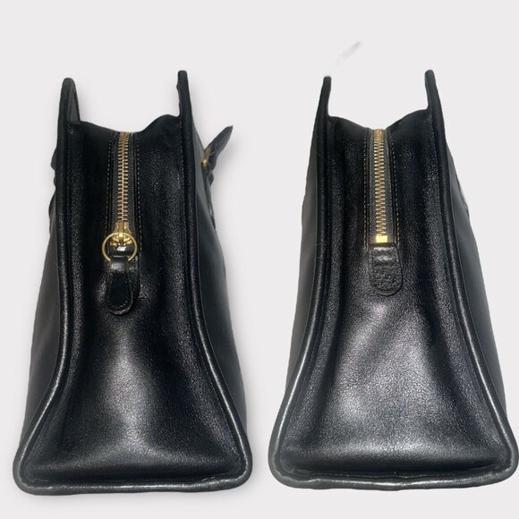 VTG Coach Purse Navy Leather Brass Compartment Tote 9872 Costa Rica Y2K Shopper - Picture 6 of 10